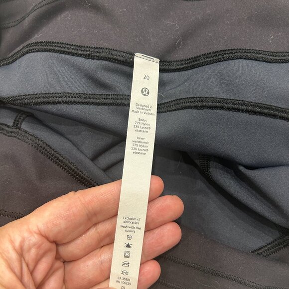 Lululemon Fast & Free High Rise Tight 25” Black Gray Camo Sz 20 Pockets Leggings - Picture 4 of 7